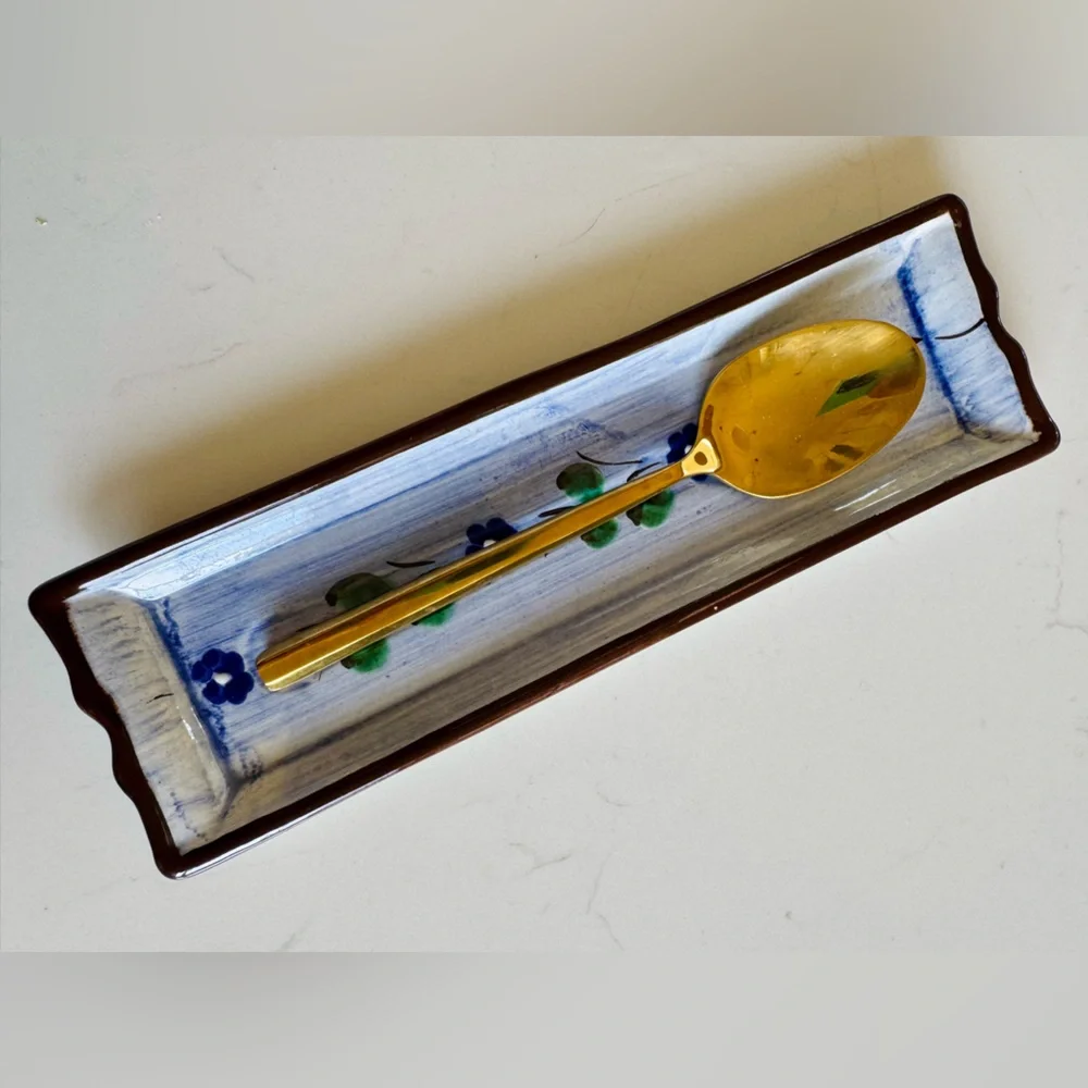Hand-Painted Floral Ceramic Spoon Rest